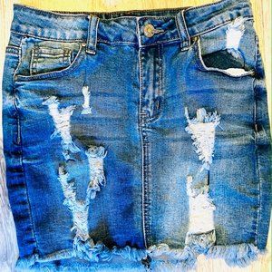 Distressed Jean Skirt
